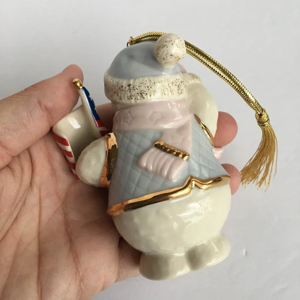 Lenox Patriotic Snowman Christmas‎ Ornament American Flag